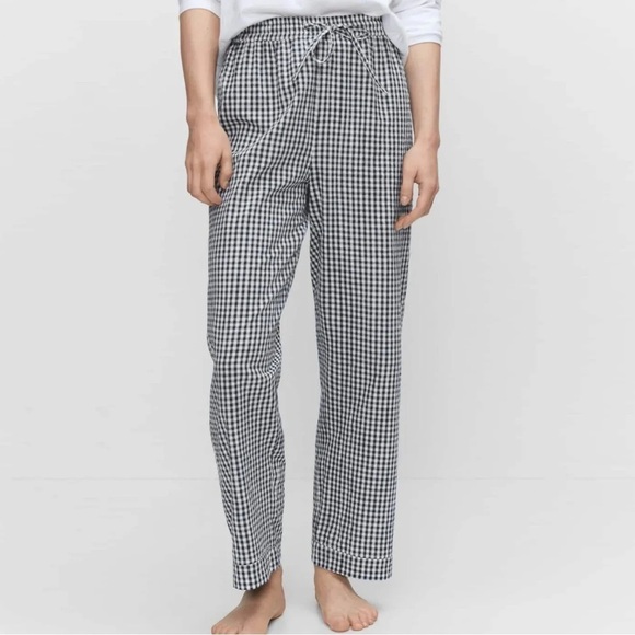 GAP Other - Love by GAP Gingham Black White Check Straight Leg Baggy Pull On Lounge Pants S